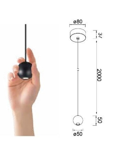 Gruissan Lámpara Colgante Mini Bola Negra