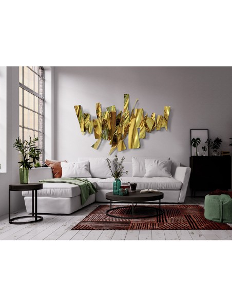 Fracture Escultura Pared Acero Oro Schuller
