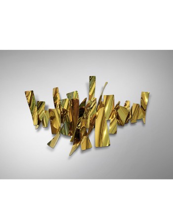 Escultura de pared gran formato dorada Fracture