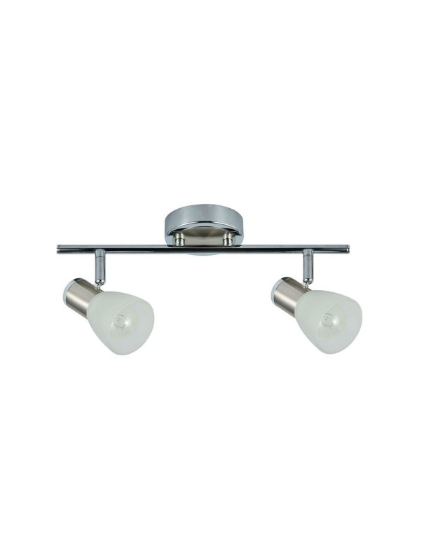 Regleta 2 Focos Orientable Metal Níquel con Cristal