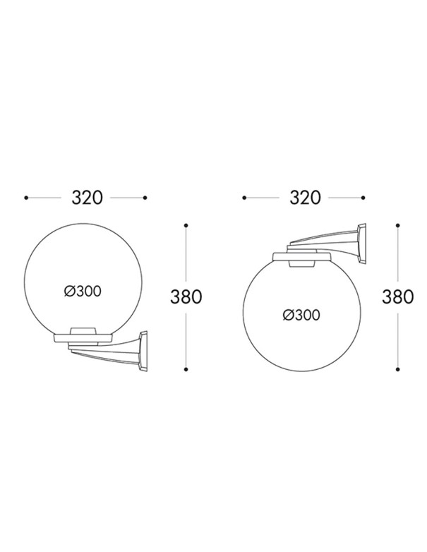 Aplique Exterior Negro Globo PMMA