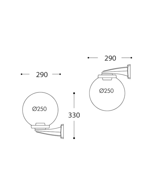Aplique Exterior Negro Globo 25 CM PMMA