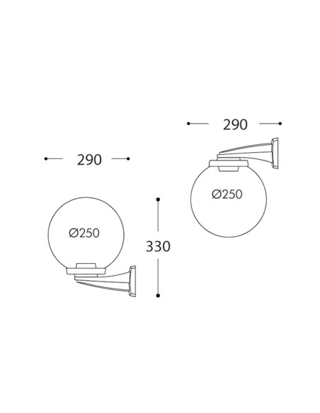 Aplique Exterior Negro Globo 25 CM PMMA