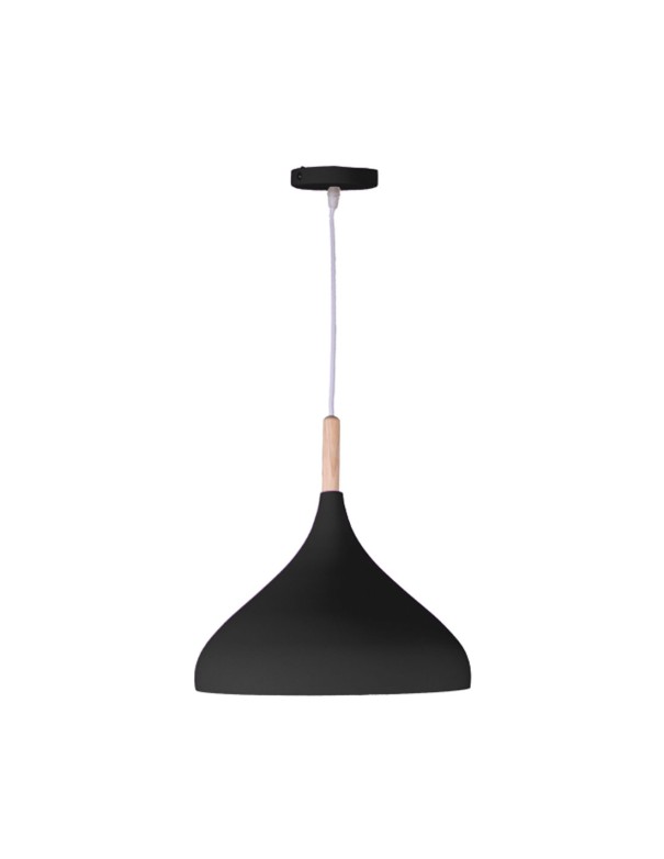 Lámpara de techo metal y madera negro