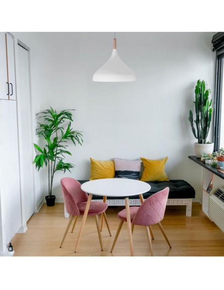 Lámpara de Techo Metal y Madera de 30 Blanco