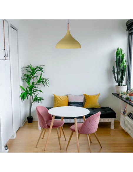 Lámpara de Techo Metal y Madera de 30 Amarillo