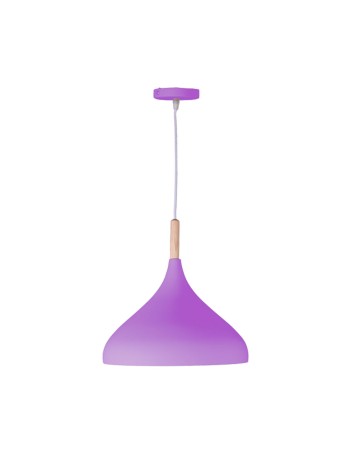 Lámpara metal y madera lila