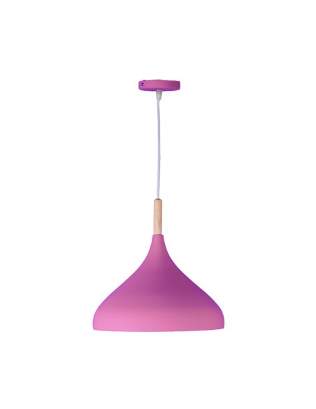 Lámpara de techo metal y madera rosa de 30 cm