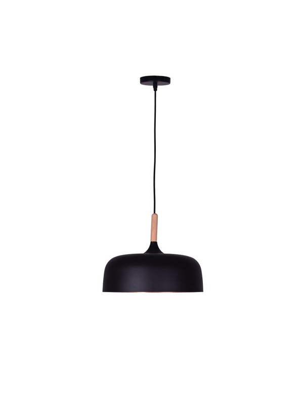 Lámpara de metal y madera negro oro