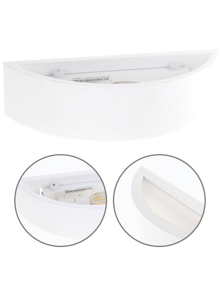 Medio aplique de yeso con difusor