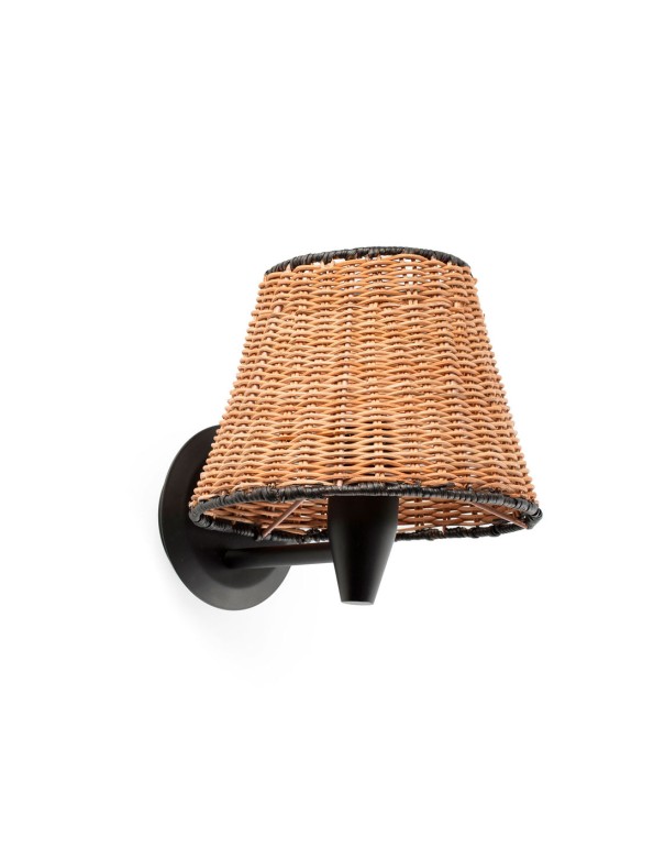 Aplique Acero Negro Pantalla Ratán