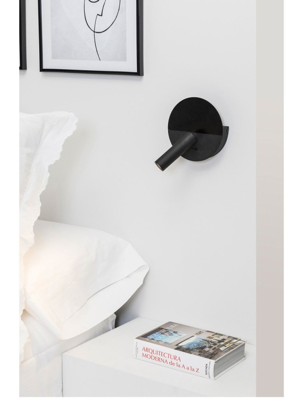 Aplique de Pared Negro Estantería USB