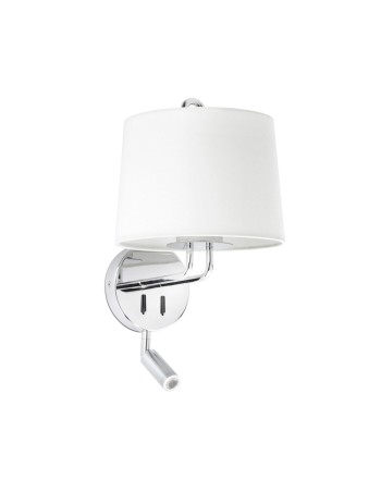 Aplique cromo con pantalla textil blanca.