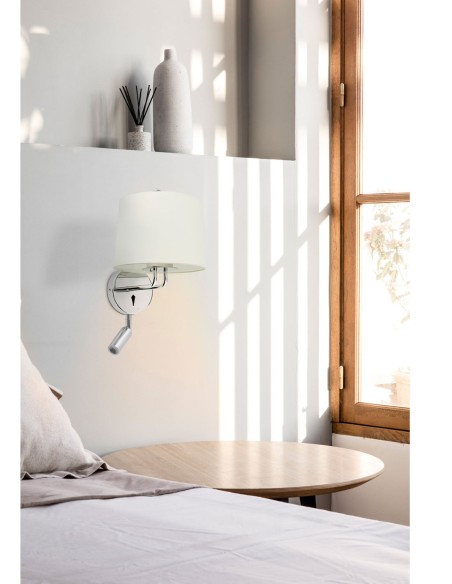 Aplique de Pared Cromo Pantalla Blanca