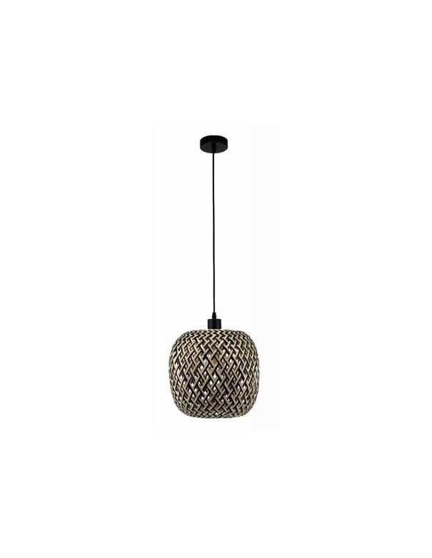 Lámpara Suspendida Ratán Natural y Negro de 30CM