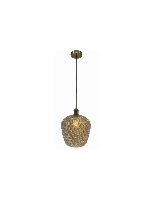 Lámpara Montura Cuero Cristal Ambar