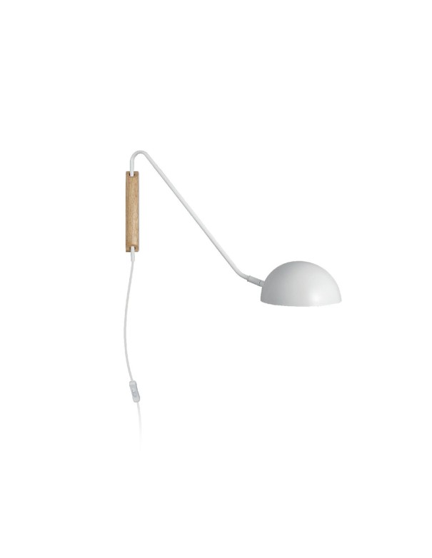 Aplique orientable y giratorio blanco y madera