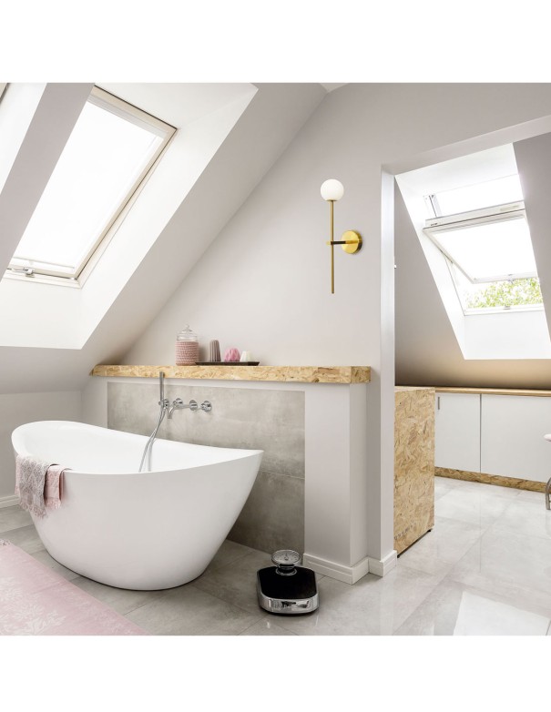 Aplique Tubo Largo Dorado con Bola Opal