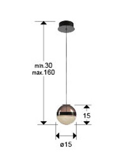 Orbes Lámpara Schuller Cromo Negro 15 CM