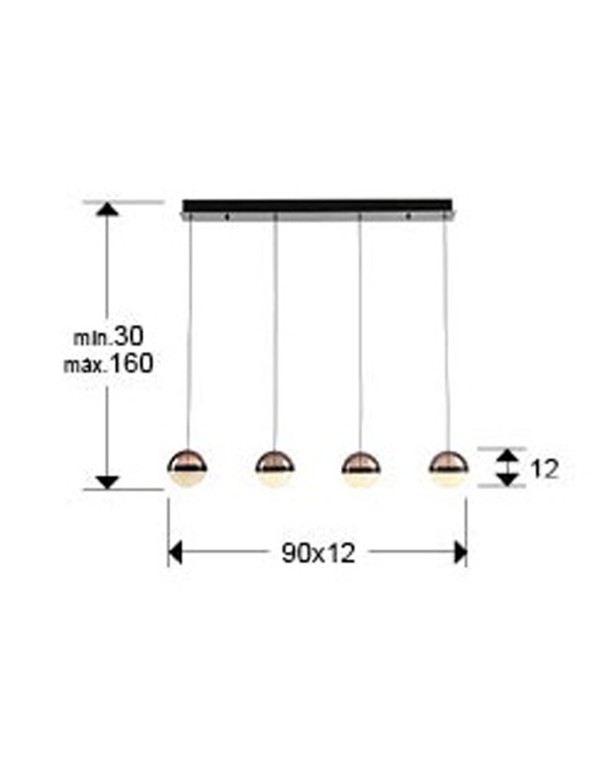 Orbes Lámpara Lineal 4 Luces Negro...