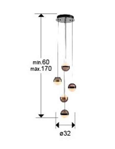 Orbes Lámpara Plafón 5 Luces Schuller