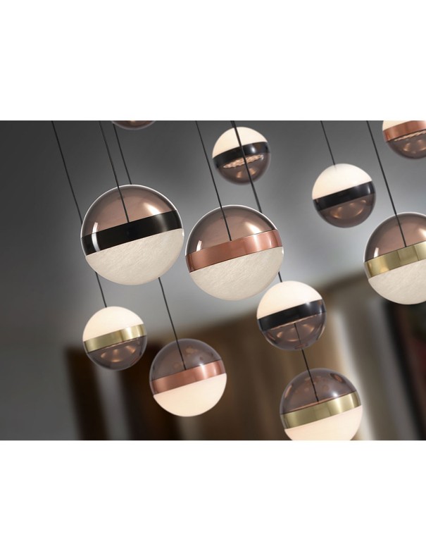 Lámpara Orbes Negro Cobre y Latón