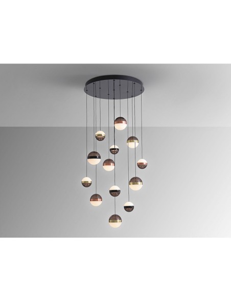 Lámpara Orbes Negro Cobre y Latón