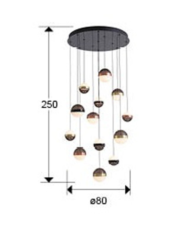 Lámpara Orbes Negro Cobre y Latón
