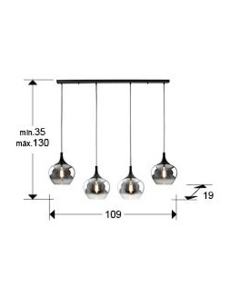 Opaz Schuller Lámpara Lineal Tulipas Smoke