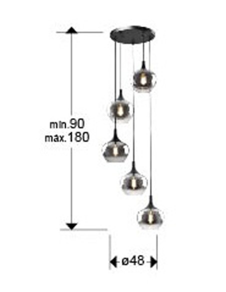 Lámpara Opaz 5 Luces con Bombillas Dimables Schuller