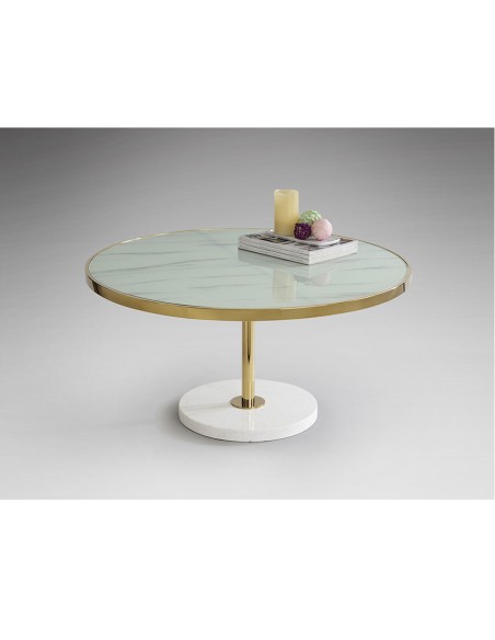 Mesa centro Dekala oro blanco.