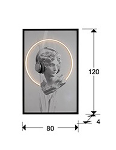 Busto Blanco Cuadro con Luz Led de Schuller