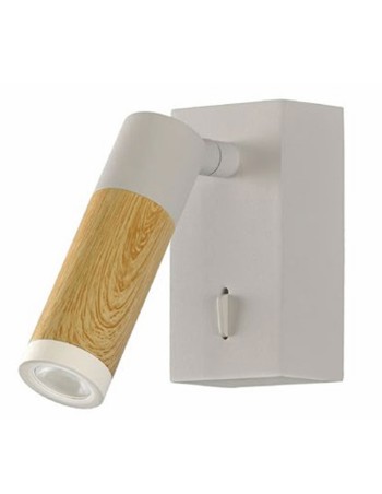 Aplique blanco y madera para hotel