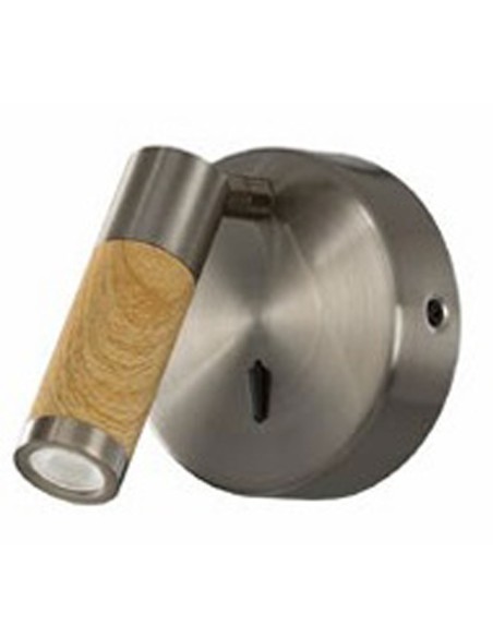 Aplique redondo plata satinada con interruptor