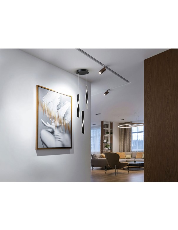 Twist Lámpara 3 Luces Schuller Negra