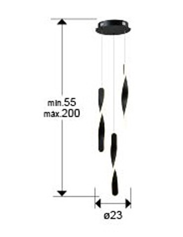 Twist Lámpara 3 Luces Schuller Negra