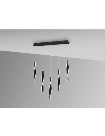 Lámpara lineal 5 luces negra Twist