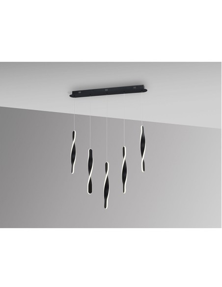 Lámpara lineal 5 luces negra Twist