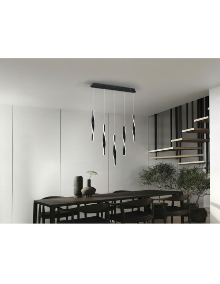 Twist Lámpara de Techo Negra 5 Luces Schuller