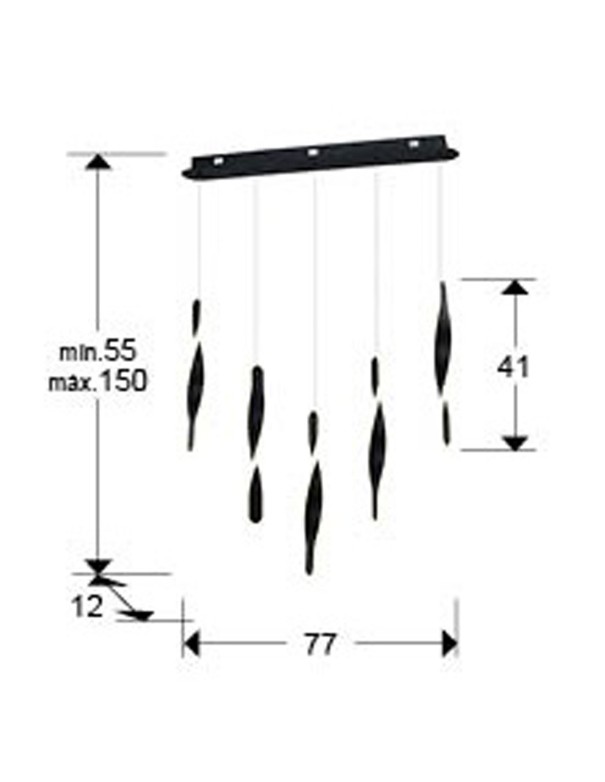 Twist Lámpara de Techo Negra 5 Luces...