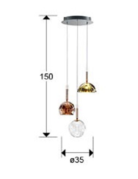Charlize Lámpara de Techo 3 Luces Colores de Schuller