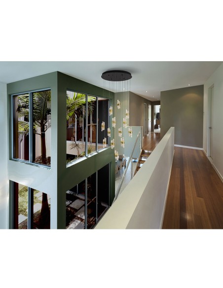 Iliada Lámpara 13 Luces Negro Oro Dimable Schuller