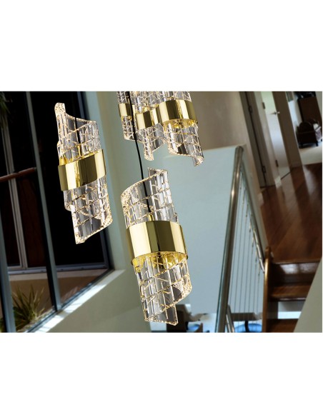 Iliada Lámpara 13 Luces Negro Oro Dimable Schuller