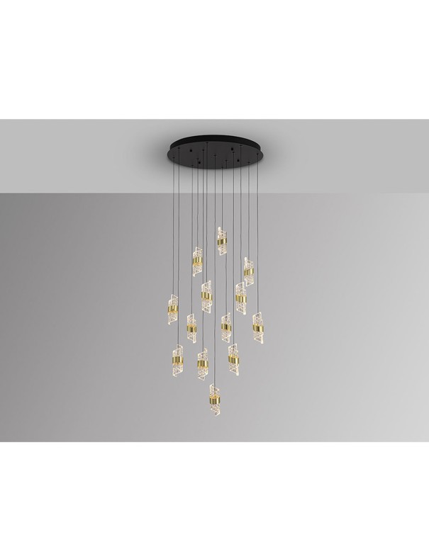 Iliada Lámpara 13 Luces Negro Oro...