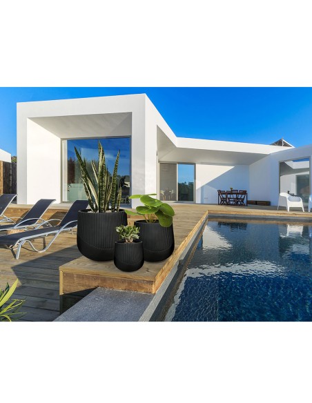 Kioto Set 3 Maceteros Negro Schuller