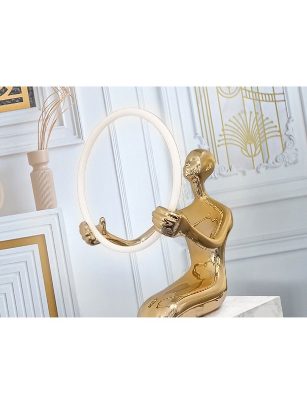 El Aro Figura con Luz Pedestal Oro...