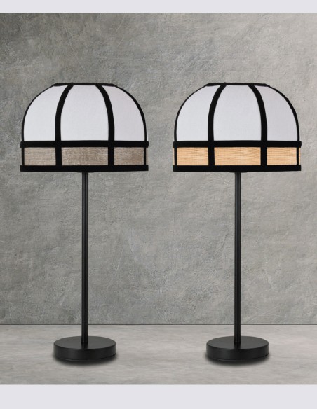 Lámpara de Rinconera Pantalla Textil + Wood