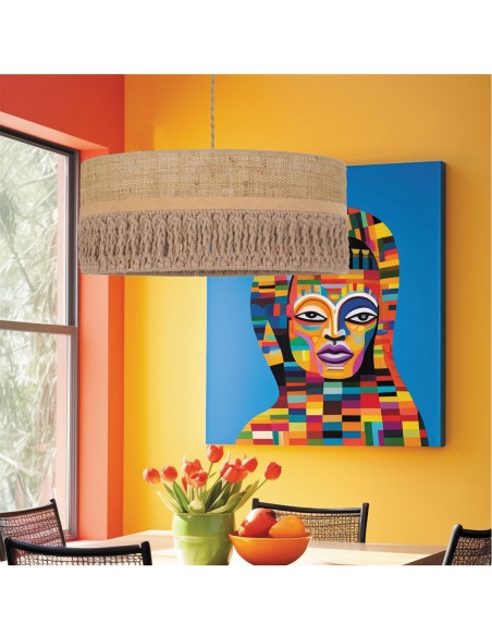 Lámpara de techo con macramé
