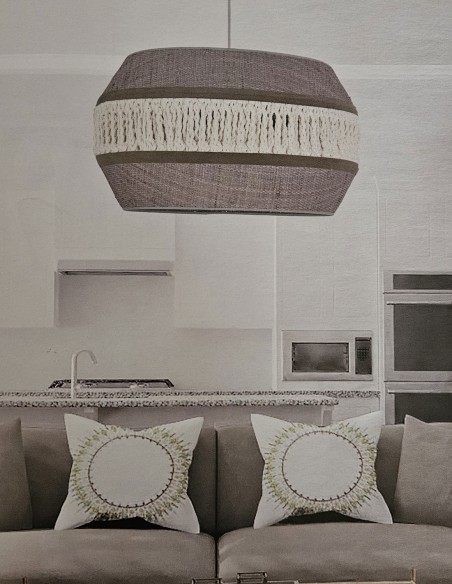 Luminaria Caña Perla con Macramé Beige