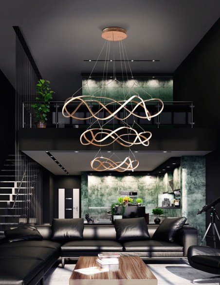 Lámpara Molly Oro Rosa con Cromo y Luz Dimable